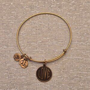 Alex and Ani + Energy Gold Tone Love Charm Bracelet - NWOT